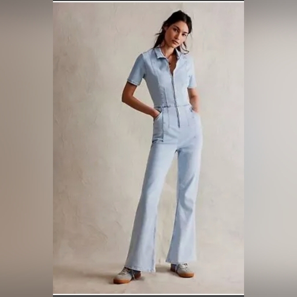 Striped Blue Jumpsuit size 42 - Picture 1 of 12